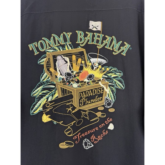 Tommy Bahama Silk Loop Collar Shirt Men's Large Embroidered Paradise Plunder EUC - Picture 1 of 12